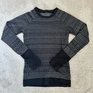 Lululemon Rest Less Pullover Restless Long Sleeve Grey/Black Crew